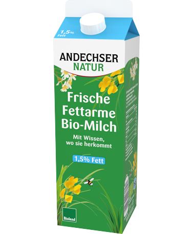 ANDECHSER NATUR Frische Fettarme Bio-Milch 1,5% Fett 1L