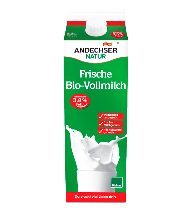 ANDECHSER NATUR Unskimmed milk 3.8% fat at the minimum 1l