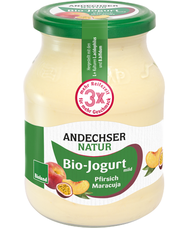 ANDECHSER NATUR Mild organic yogurt peach-passion fruit 3.7% 500g