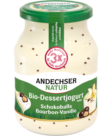 ANDECHSER NATUR Mild organic cream yogurt chocolade balls vanilla 7.5% 500g