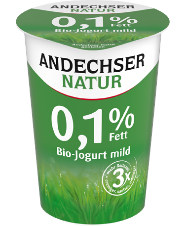 Bio Jogurt mild natur fettarm mit 0,1% Fett im 500g Becher ANDECHSER NATUR