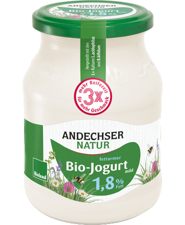 ANDECHSER NATUR Mild organic low-fat yogurt 1.8% fat 500g cup