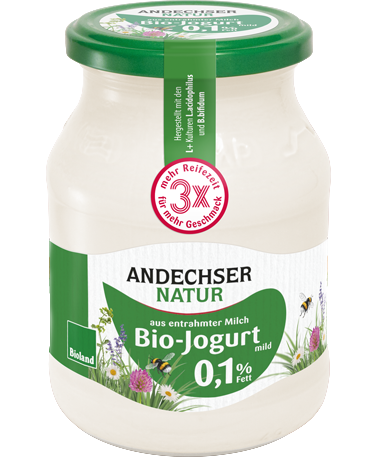 ANDECHSER NATUR Mild organic yogurt made of skimmed milk 0.1% fat 500g cup
