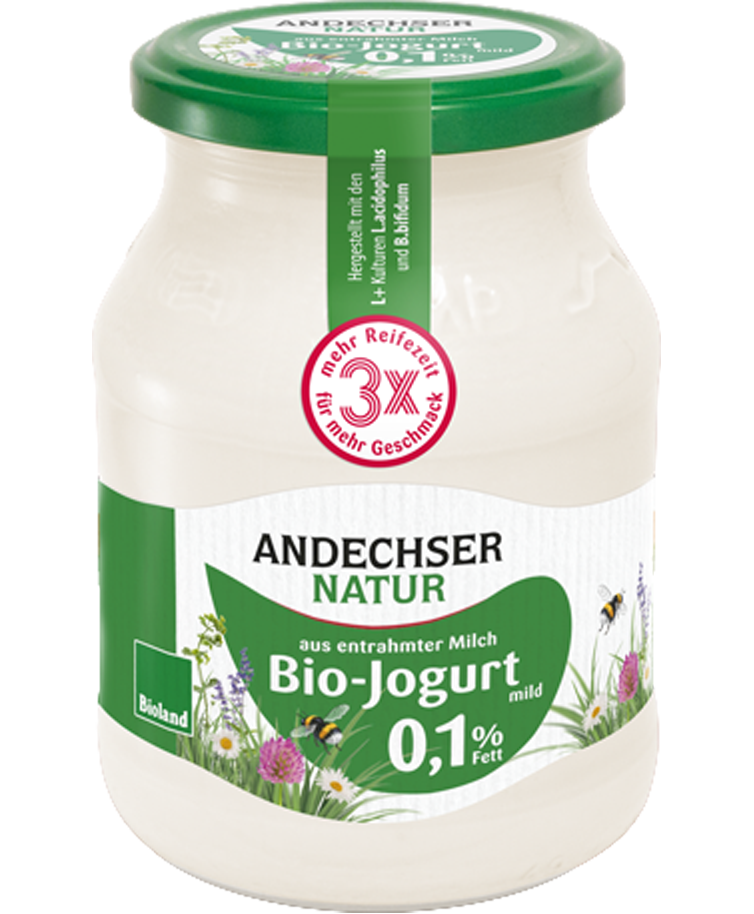 ANDECHSER NATUR Bio Jogurt mild aus entrahmter Milch 0,1% Fett 500g
