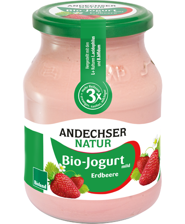 ANDECHSER NATUR Mild organic yogurt strawberry 3.8% 500g