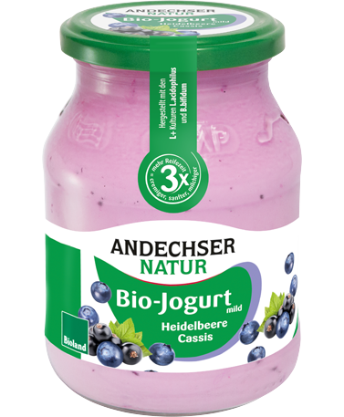 ANDECHSER NATUR Bio Jogurt mild Heidelbeere-Cassis 3,7% 500g