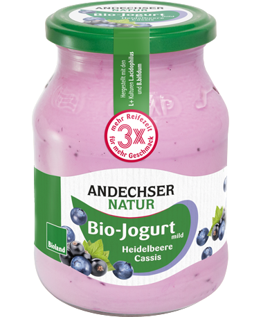 ANDECHSER NATUR Bio Jogurt mild Heidelbeere-Cassis 3,7% 500g