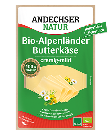 ANDECHSER NATUR Organic Alpenlaender butter cheese 50% 150g in slices