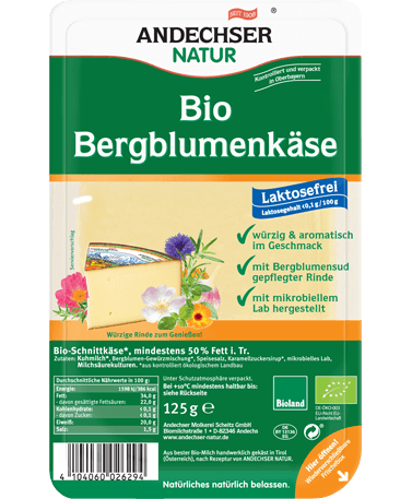 ANDECHSER NATUR Organic mountain flower cheese in slices 50% 125g