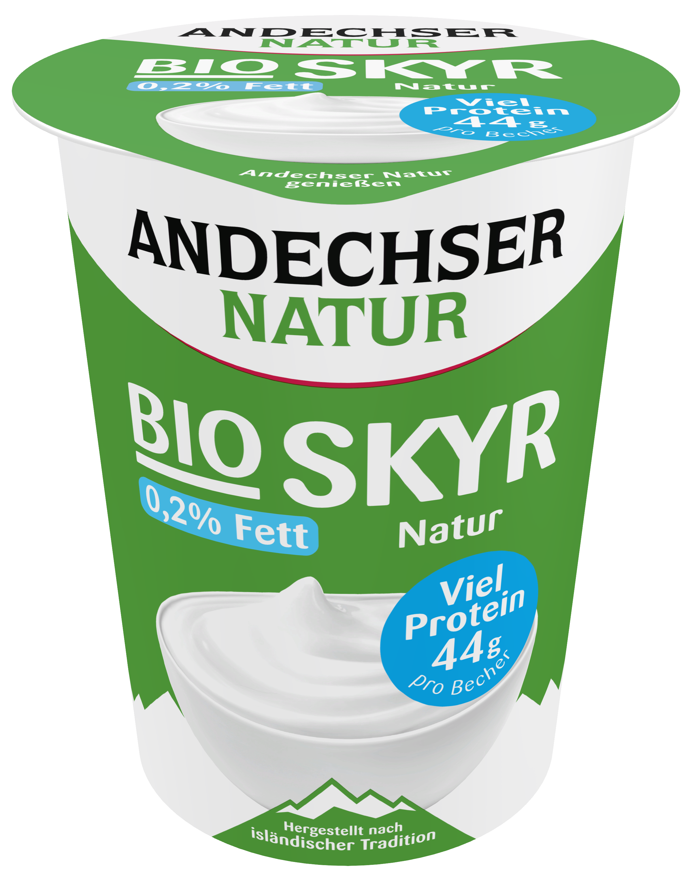 Bio Skyr Natur mit viel Protein mit wenig Fett 0,2% im 400g Becher ANDECHSER NATUR