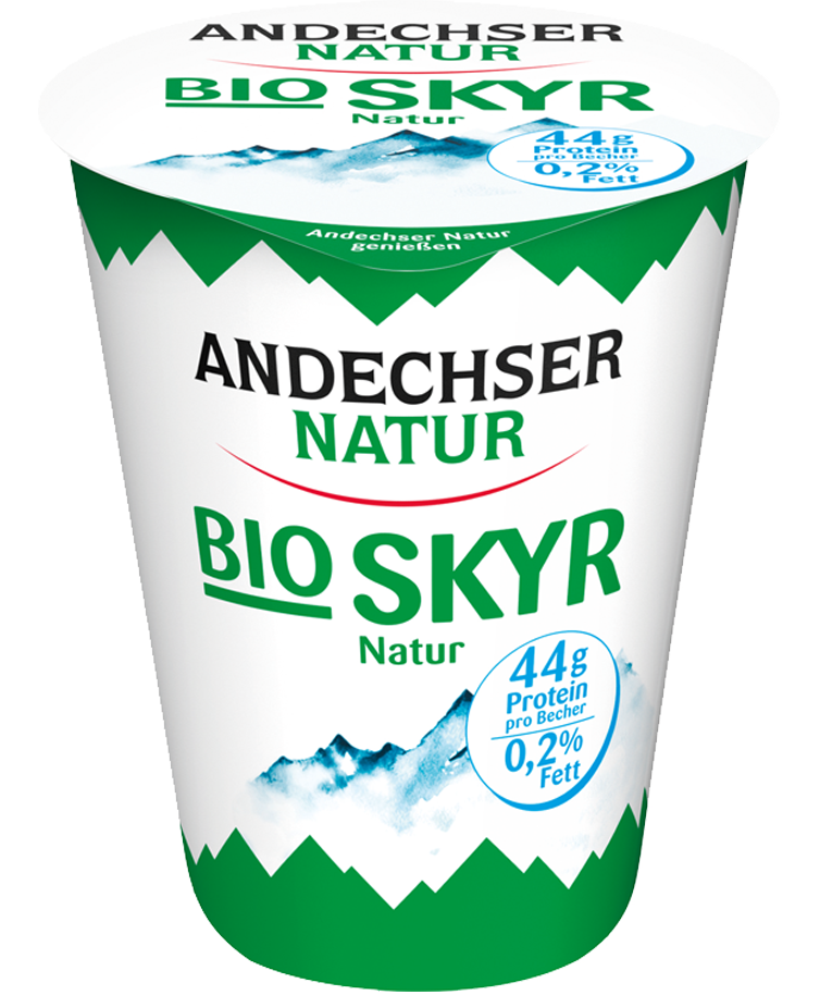 Bio Skyr Natur mit viel Protein mit wenig Fett 0,2 % im 400 g Becher ANDECHSER NATUR