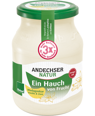ANDECHSER NATUR Mild organic yogurt "a hint of Madagascar-Vanilla", 3,7 % fat 500g