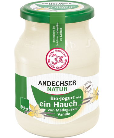 ANDECHSER NATUR Mild organic yogurt "a hint of Madagascar-Vanilla", 3,7 % fat 500g