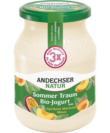 ANDECHSER NATUR Mild organic yogurt apricot-passionfruit-mint 3,8 % 500g