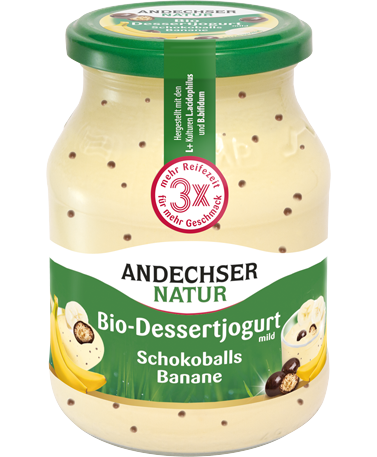 ANDECHSER NATUR Mild organic cream yogurt chocolade balls banana 7.5% 500g