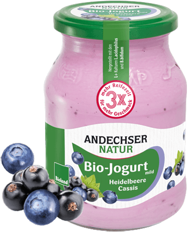 ANDECHSER NATUR Bio Jogurt mild Heidelbeere-Cassis 3,7% 500g