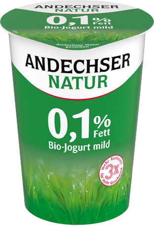 Bio Jogurt mild natur fettarm mit 0,1 % Fett im 500 g Becher ANDECHSER NATUR