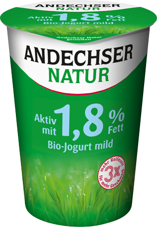 Bio Jogurt mild natur fettarm mit 1,8 % Fett im 500 g Becher ANDECHSER NATUR
