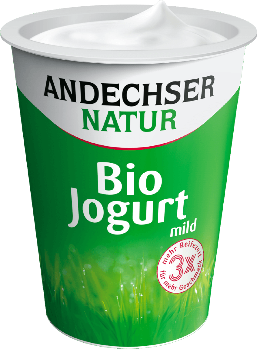 A Packshot of Andechser Natur Bio Jogurt