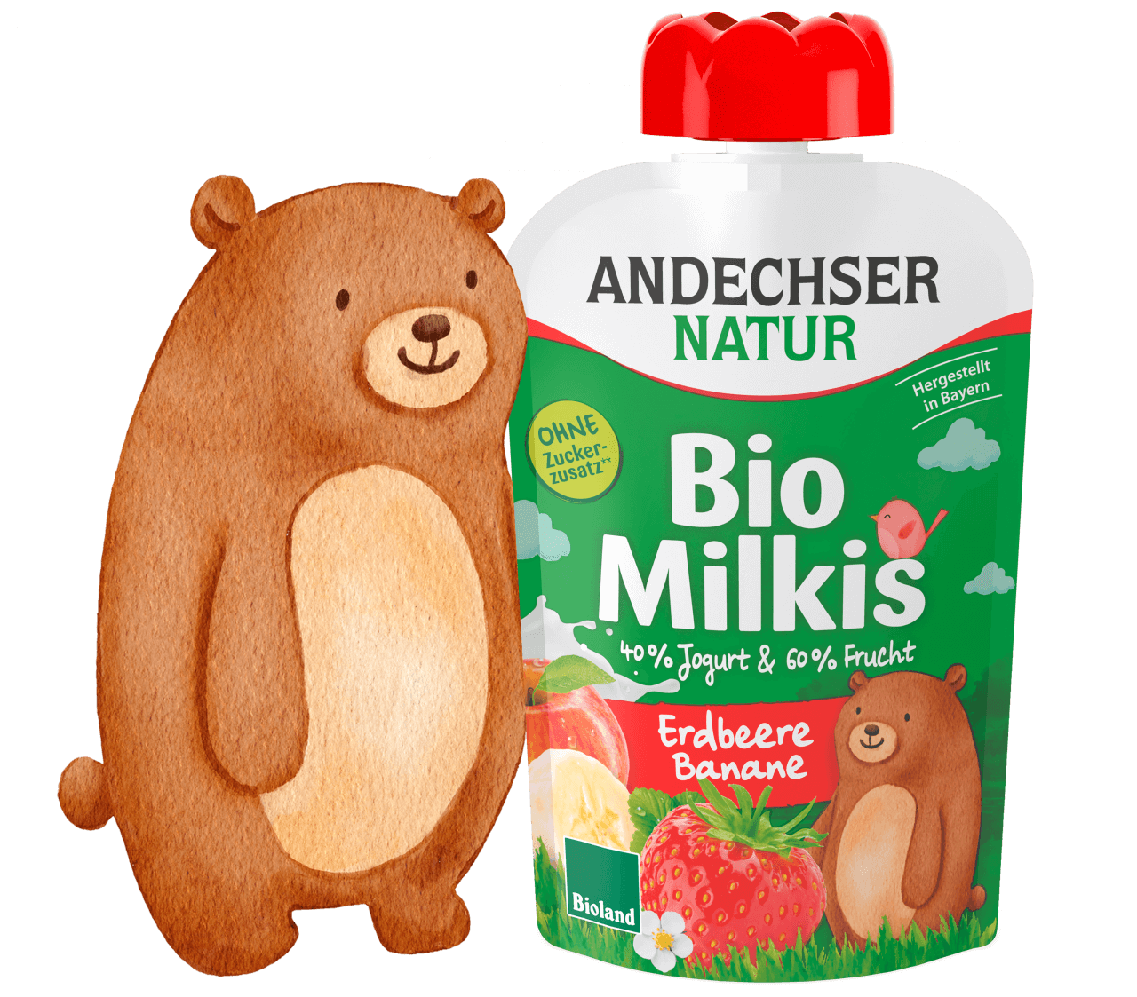Bio-Milkis Bärni mit Produkt